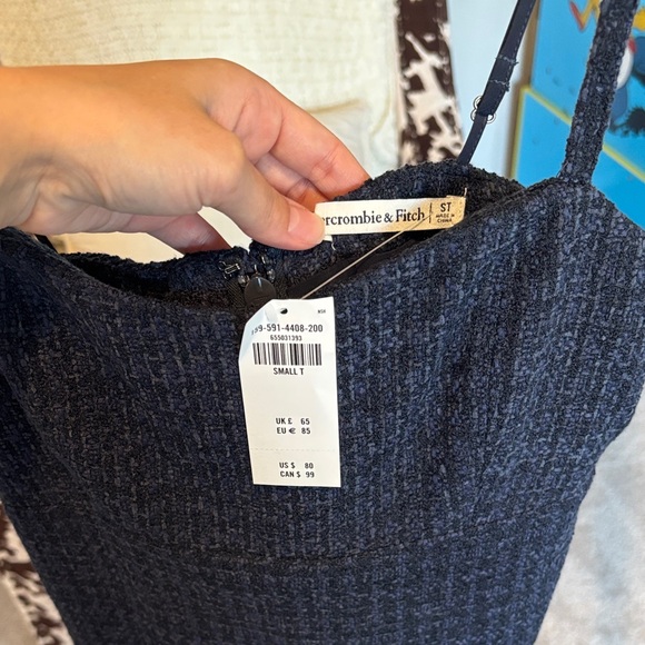 NWT Abercrombie & Fitch Small Tall Dark Blue Tweed skort Dress - Picture 2 of 11